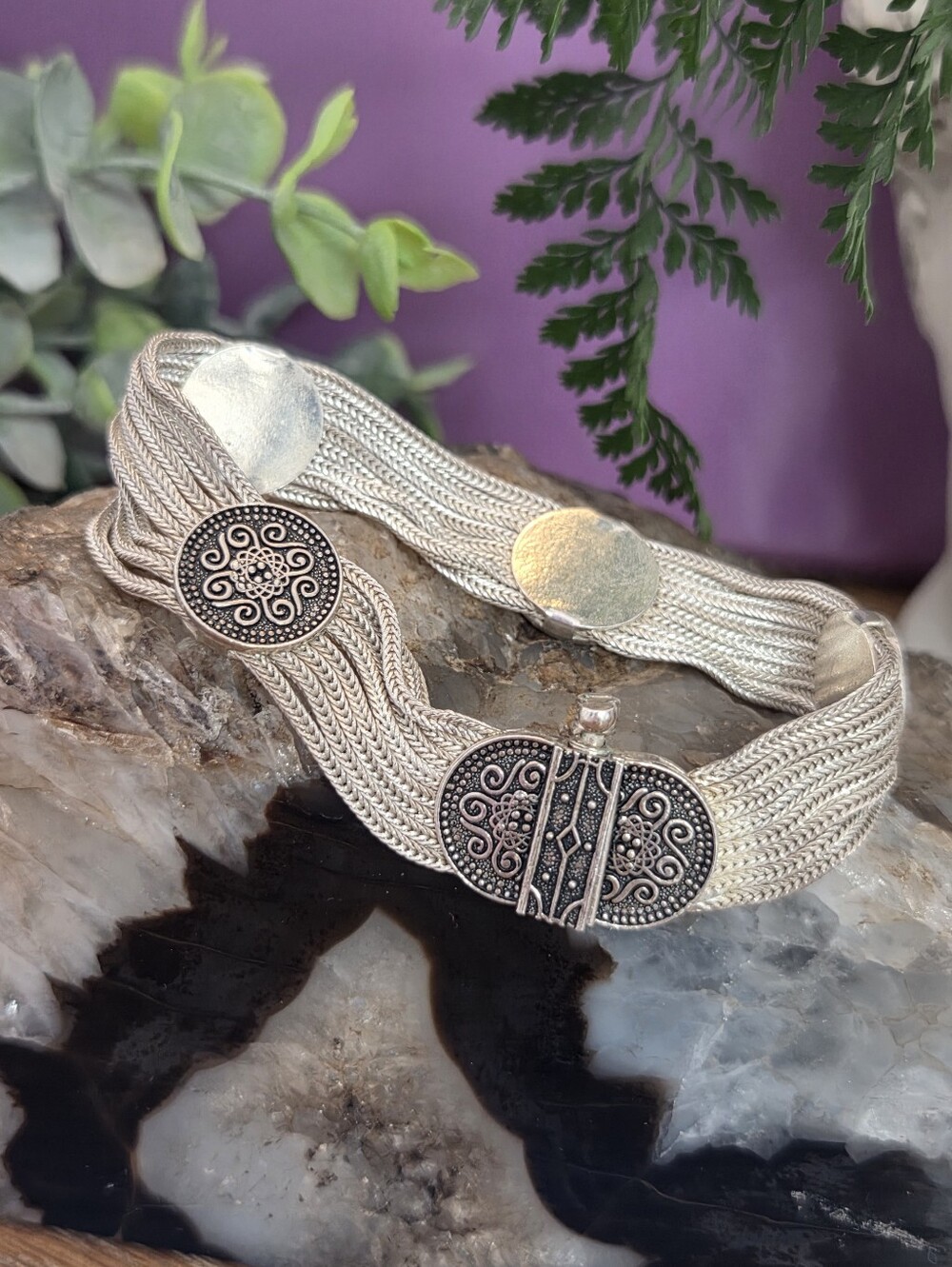 Stunning Heavy Sterling Vintage Designer Turkish Pin Closure Bracelet- 925